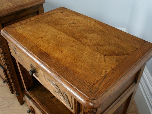 fig 5. Pair of French Carved Oak Bedside Cabinets (Circa 1900 - 1920)