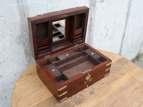 Victorian Colonial Military Campaign Teak Deed / Writing / Vanity Box (Circa 1880)