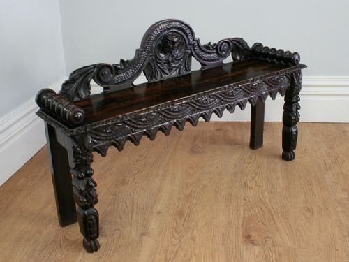 fig 2. Victorian Carved Oak Hall Seat Bench (Circa 1880)