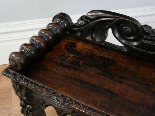 fig 5. Victorian Carved Oak Hall Seat Bench (Circa 1880)