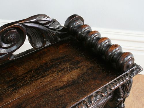 fig 6. Victorian Carved Oak Hall Seat Bench (Circa 1880)