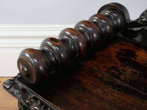 fig 7. Victorian Carved Oak Hall Seat Bench (Circa 1880)