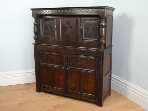 Small Antique Oak Charles II Westmorland Press Food Cupboard (Circa 1680)