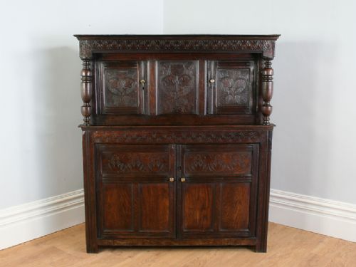 fig 1. Small Antique Oak Charles II Westmorland Press Food Cupboard (Circa 1680)