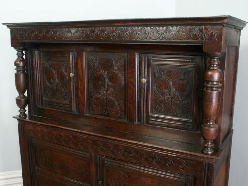 fig 2. Small Antique Oak Charles II Westmorland Press Food Cupboard (Circa 1680)