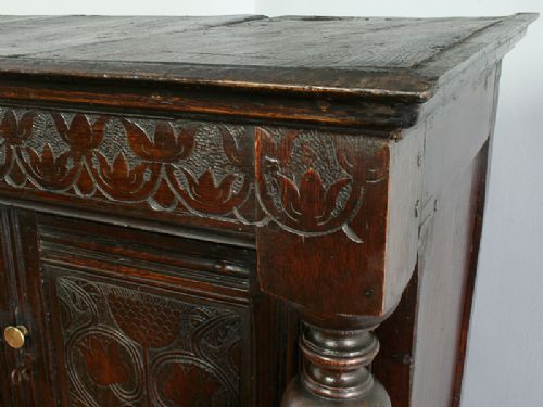 fig 4. Small Antique Oak Charles II Westmorland Press Food Cupboard (Circa 1680)