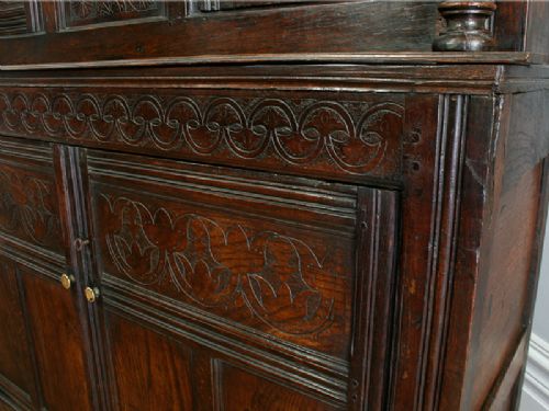 fig 6. Small Antique Oak Charles II Westmorland Press Food Cupboard (Circa 1680)