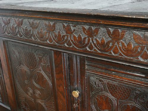 fig 7. Small Antique Oak Charles II Westmorland Press Food Cupboard (Circa 1680)