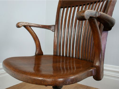 fig 7. Edwardian Oak Revolving Office Armchair (Circa 1900)
