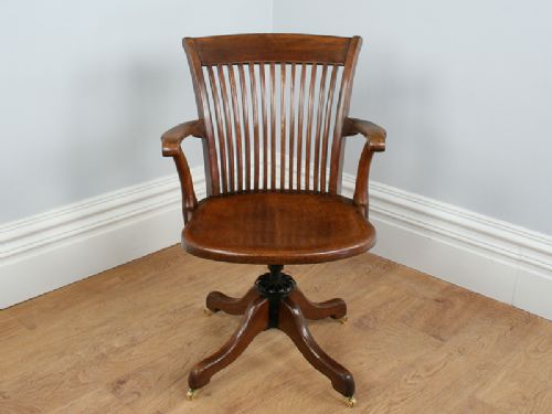 fig 1. Edwardian Oak Revolving Office Armchair (Circa 1900)