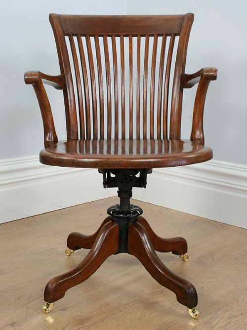 fig 2. Edwardian Oak Revolving Office Armchair (Circa 1900)