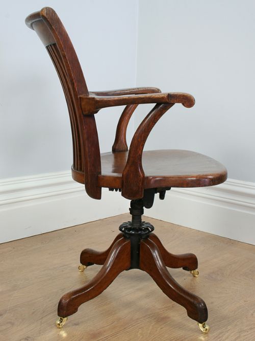 fig 3. Edwardian Oak Revolving Office Armchair (Circa 1900)
