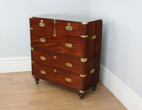 Colonial Mahogany & Brass Military Campaign Chest of Drawers (Circa 1830 - 1850)