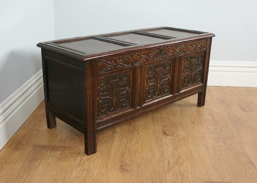Charles II North Country Carved Oak Coffer (Dated 1680)
