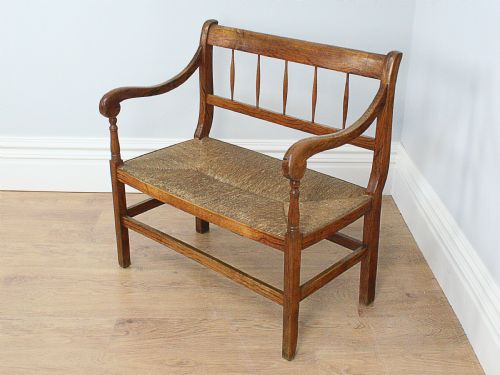French Cherry Provincial Rush Seated Couch (Circa 1880)
