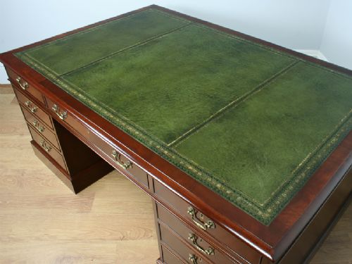 fig 2. Large Victorian 6ft x 4ft Mahogany Leather Partners Pedestal Desk 