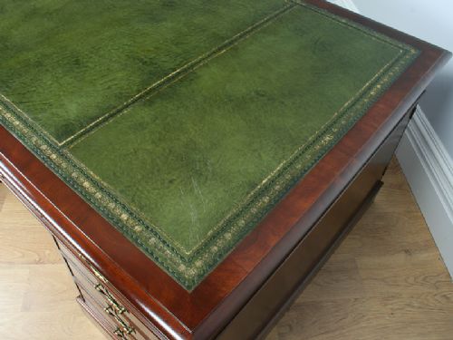 fig 3. Large Victorian 6ft x 4ft Mahogany Leather Partners Pedestal Desk 