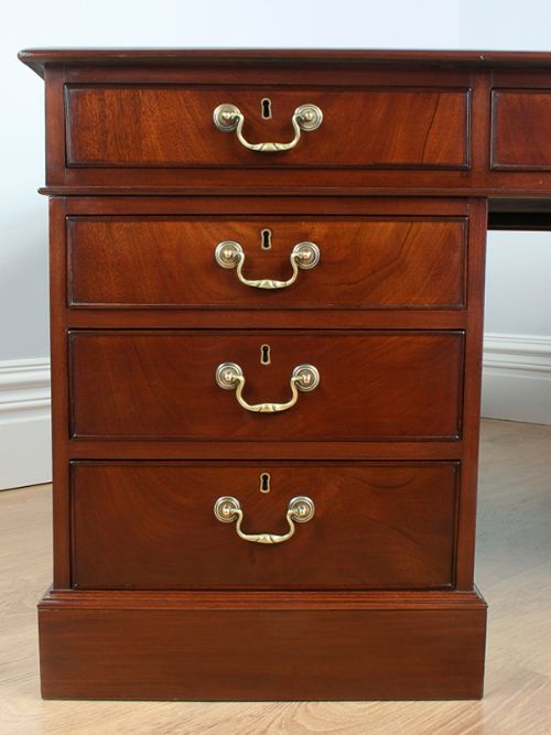 fig 6. Large Victorian 6ft x 4ft Mahogany Leather Partners Pedestal Desk 