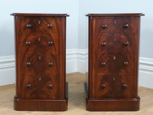 fig 2. Pair of Antique Victorian Flame Mahogany Bedside Chests (Circa 1860)