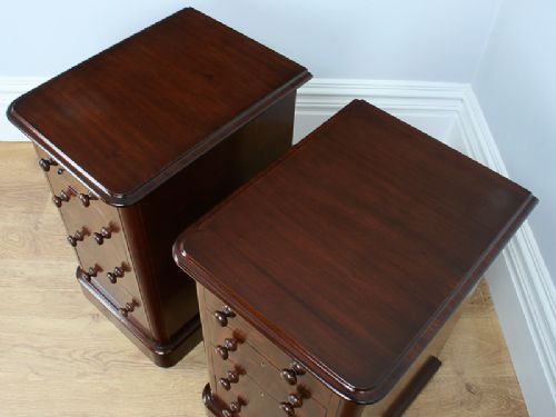 fig 4. Pair of Antique Victorian Flame Mahogany Bedside Chests (Circa 1860)