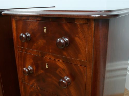 fig 6. Pair of Antique Victorian Flame Mahogany Bedside Chests (Circa 1860)