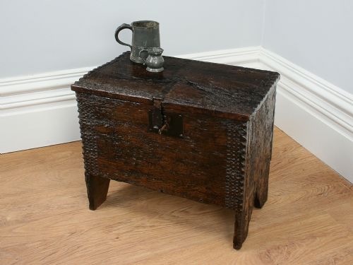 Small Oak Six Plank Charles II Coffer (Circa 1680)