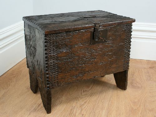 fig 2. Small Oak Six Plank Charles II Coffer (Circa 1680)