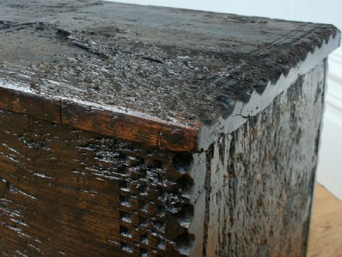 fig 6. Small Oak Six Plank Charles II Coffer (Circa 1680)