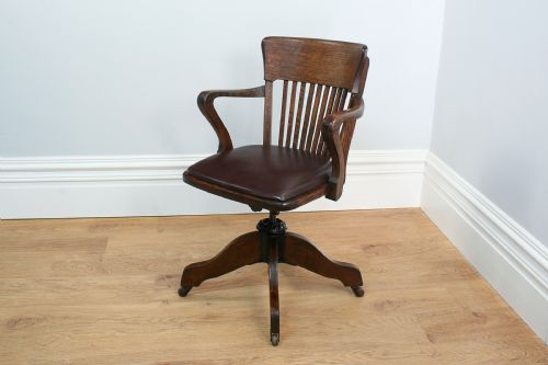 Edwardian Oak Revolving Office Armchair
