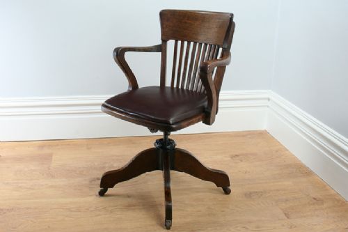 fig 2. Edwardian Oak Revolving Office Armchair
