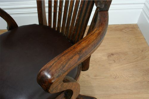 fig 4. Edwardian Oak Revolving Office Armchair