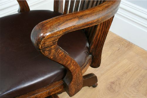 fig 5. Edwardian Oak Revolving Office Armchair