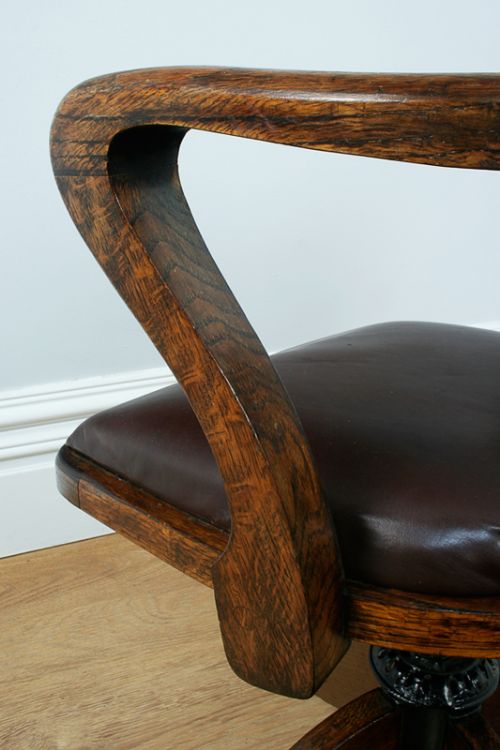 fig 9. Edwardian Oak Revolving Office Armchair