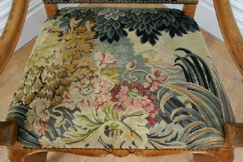 fig 5. French Oak Fauteuil Tapestry Carved Open Hall Armchair Chair (Circa 1880)
