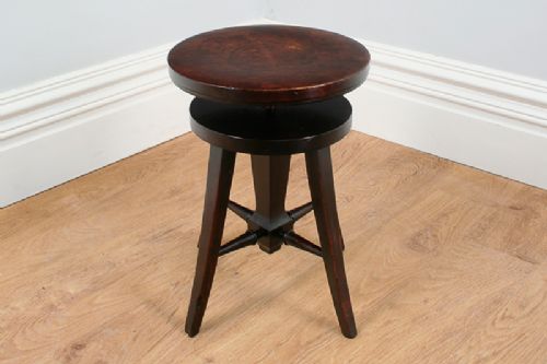 fig 1. Adjustable Victorian Red Walnut Circular Stool (Circa 1840)