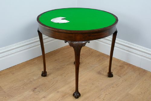 fig 1. Chippendale Style Mahogany Fold Over Card Table (Circa 1900)