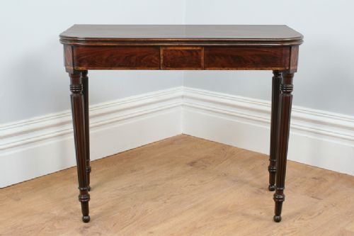 fig 1. George IV Inlaid Figured Mahogany “D” End Tea Table (Circa 1830)