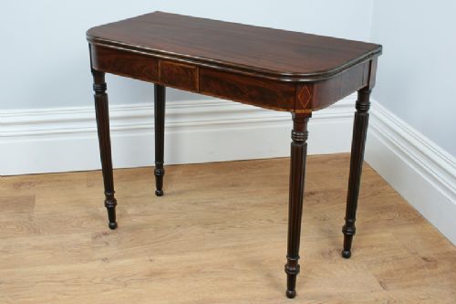 fig 2. George IV Inlaid Figured Mahogany “D” End Tea Table (Circa 1830)