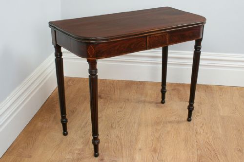 fig 3. George IV Inlaid Figured Mahogany “D” End Tea Table (Circa 1830)