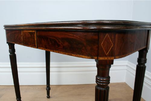 fig 5. George IV Inlaid Figured Mahogany “D” End Tea Table (Circa 1830)