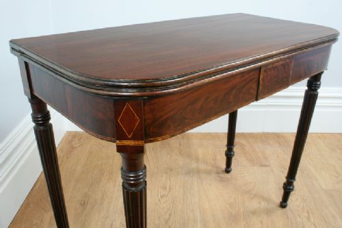 fig 6. George IV Inlaid Figured Mahogany “D” End Tea Table (Circa 1830)