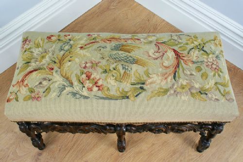 fig 2. Set of 3 French Carved Beech Tapestry Stools (Circa 1880)