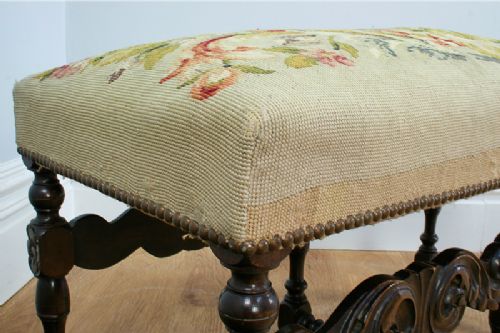 fig 6. Set of 3 French Carved Beech Tapestry Stools (Circa 1880)