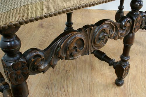 fig 7. Set of 3 French Carved Beech Tapestry Stools (Circa 1880)