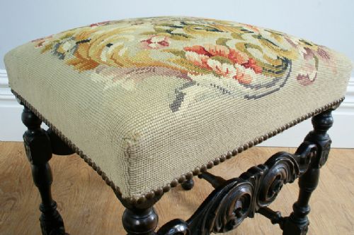 fig 3. Pair of French Carved Beech Tapestry Stools (Circa 1880)