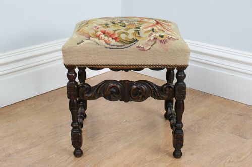 fig 1. French Carved Beech Tapestry Stool (Circa 1880)