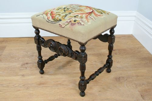 fig 2. French Carved Beech Tapestry Stool (Circa 1880)