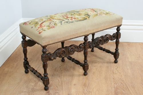 fig 2. French Carved Beech Tapestry Duet Stool (Circa 1880)