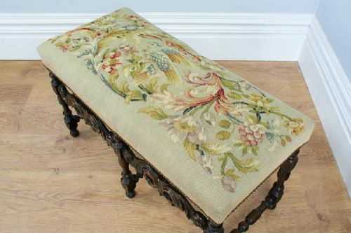 fig 4. French Carved Beech Tapestry Duet Stool (Circa 1880)