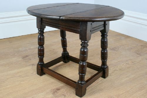 fig 3. Charles II Style Oak Swivel Drop Leaf Coffee Table (Circa 1890)